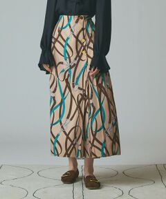 GRACE CONTINENTAL / グレースコンチネンタル ロング・マキシ丈スカート | ベルトプリントアシメプリーツスカート