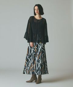 GRACE CONTINENTAL / グレースコンチネンタル ロング・マキシ丈スカート | ベルトプリントアシメプリーツスカート