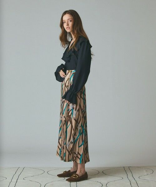 GRACE CONTINENTAL / グレースコンチネンタル ロング・マキシ丈スカート | ベルトプリントアシメプリーツスカート | 詳細5