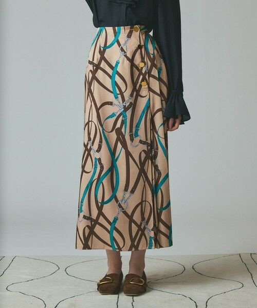 GRACE CONTINENTAL / グレースコンチネンタル ロング・マキシ丈スカート | ベルトプリントアシメプリーツスカート | 詳細1