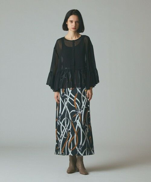 GRACE CONTINENTAL / グレースコンチネンタル ロング・マキシ丈スカート | ベルトプリントアシメプリーツスカート | 詳細8