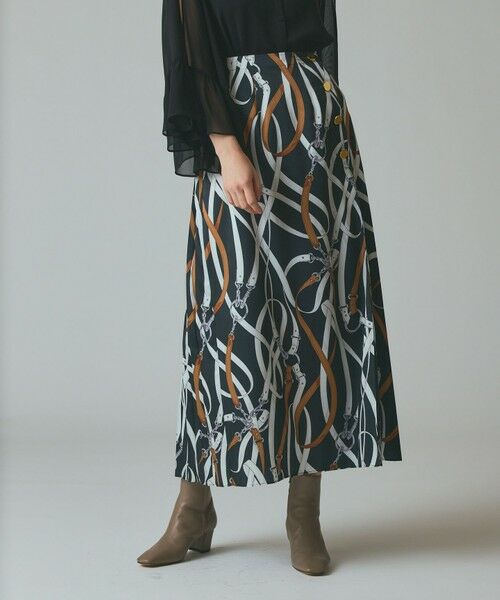 GRACE CONTINENTAL / グレースコンチネンタル ロング・マキシ丈スカート | ベルトプリントアシメプリーツスカート | 詳細9