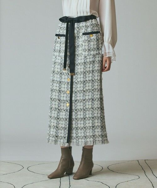 GRACE CONTINENTAL / グレースコンチネンタル ミニ・ひざ丈スカート | トリミングツイードスカート | 詳細1