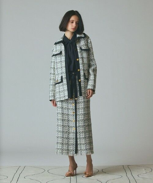 GRACE CONTINENTAL / グレースコンチネンタル ミニ・ひざ丈スカート | トリミングツイードスカート | 詳細4