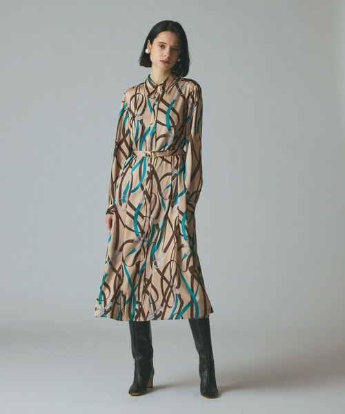 GRACE CONTINENTAL / グレースコンチネンタル ミニ丈・ひざ丈ワンピース | ベルトプリントシャツドレス | 詳細1