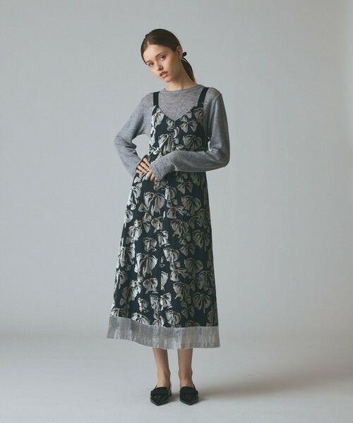 GRACE CONTINENTAL/グレースコンチネンタル リボンオパールドレス ブラック 38