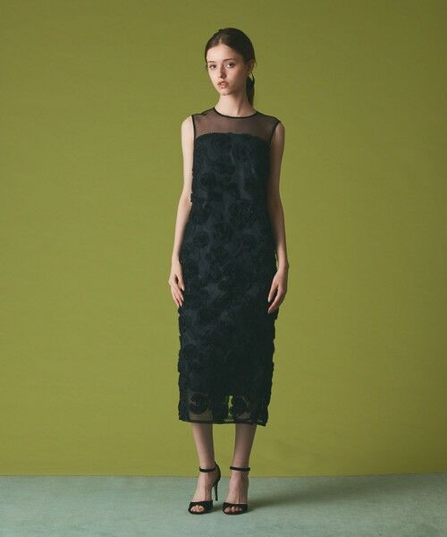 GRACE CONTINENTAL/グレースコンチネンタル フラワーembドレス ブラック 38