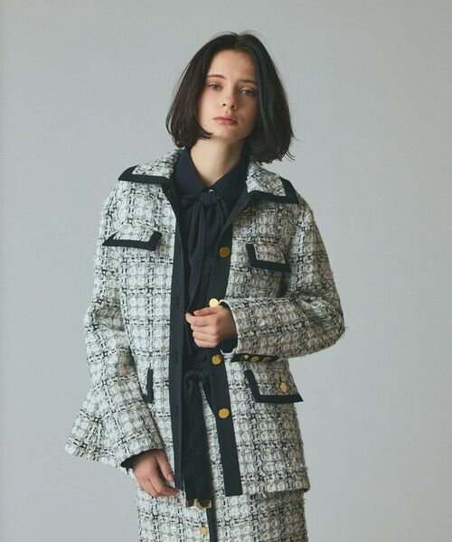 GRACE CONTINENTAL/グレースコンチネンタル トリミングツイードショートコート ホワイト 38