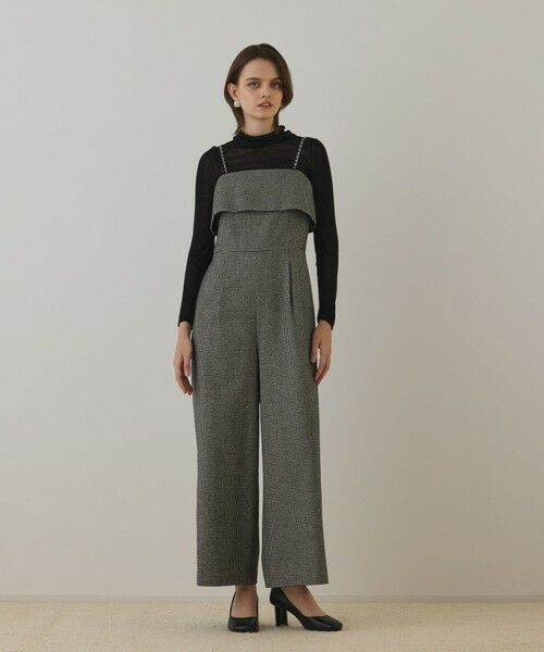 GRACE CONTINENTAL / グレースコンチネンタル サロペット・オールインワン | チドリツイードサロペット(ブラック)