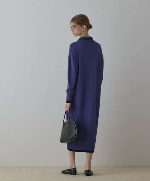 GRACE CONTINENTAL / グレースコンチネンタル ロング・マキシ丈ワンピース | バイカラーストレートニットワンピース | 詳細1