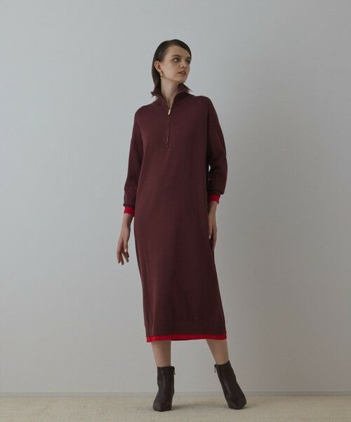 GRACE CONTINENTAL / グレースコンチネンタル ロング・マキシ丈ワンピース | バイカラーストレートニットワンピース | 詳細6