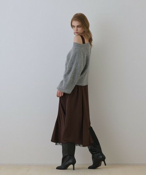 GRACE CONTINENTAL / グレースコンチネンタル ロング・マキシ丈ワンピース | サテンレースニットワンピース | 詳細1