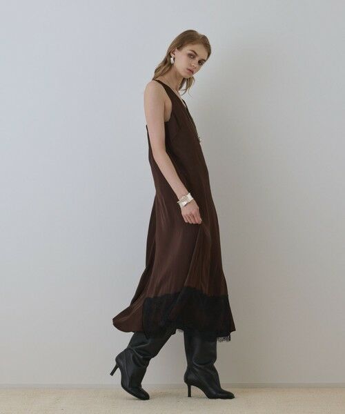 GRACE CONTINENTAL / グレースコンチネンタル ロング・マキシ丈ワンピース | サテンレースニットワンピース | 詳細12