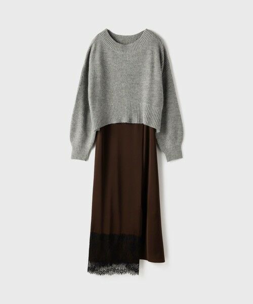 GRACE CONTINENTAL / グレースコンチネンタル ロング・マキシ丈ワンピース | サテンレースニットワンピース | 詳細18