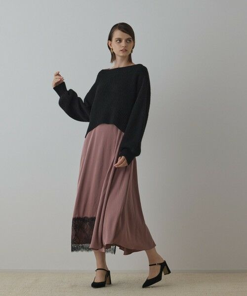 GRACE CONTINENTAL / グレースコンチネンタル ロング・マキシ丈ワンピース | サテンレースニットワンピース | 詳細21