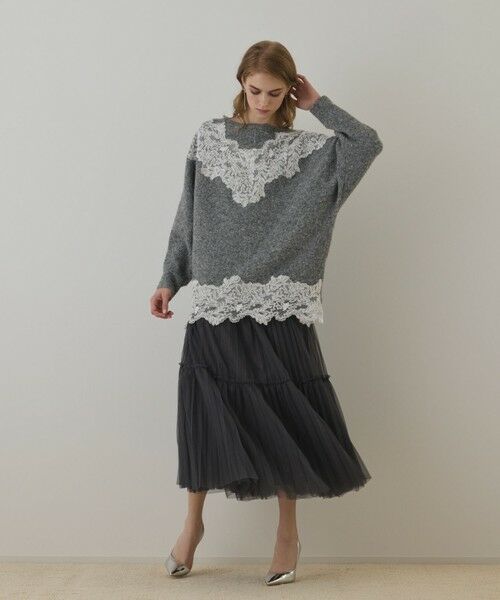GRACE CONTINENTAL / グレースコンチネンタル ニット・セーター | レースドルマンニットトップ | 詳細1