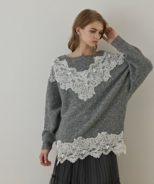 GRACE CONTINENTAL / グレースコンチネンタル ニット・セーター | レースドルマンニットトップ | 詳細4