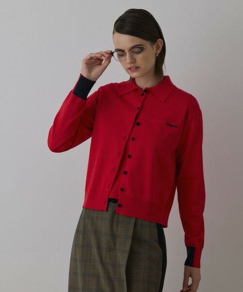 GRACE CONTINENTAL / グレースコンチネンタル カーディガン・ボレロ | バイカラーロゴニットカーディガン | 詳細1