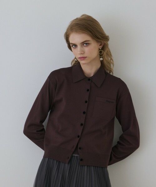 GRACE CONTINENTAL / グレースコンチネンタル カーディガン・ボレロ | バイカラーロゴニットカーディガン | 詳細11