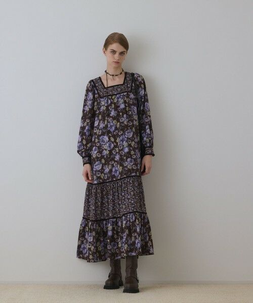 GRACE CONTINENTAL / グレースコンチネンタル ロング・マキシ丈ワンピース | ボタニカルティアードワンピース | 詳細1