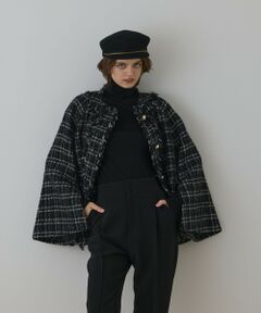 GRACE CONTINENTAL / グレースコンチネンタル ノーカラージャケット | フレアスリーブツイードジャケット