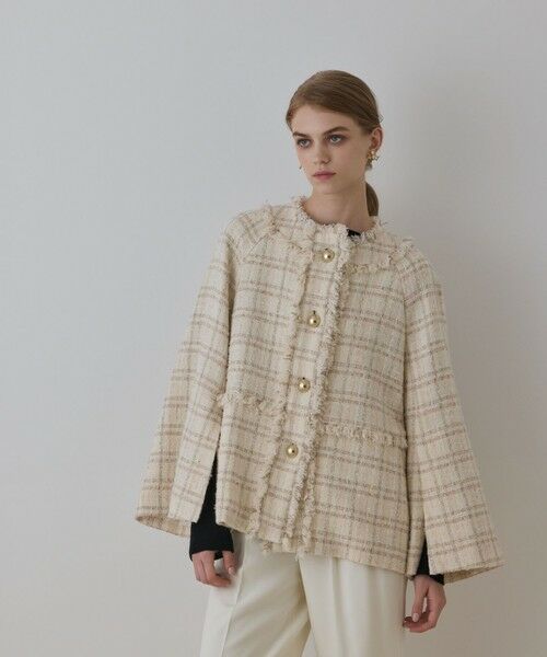 GRACE CONTINENTAL / グレースコンチネンタル ノーカラージャケット | フレアスリーブツイードジャケット | 詳細3