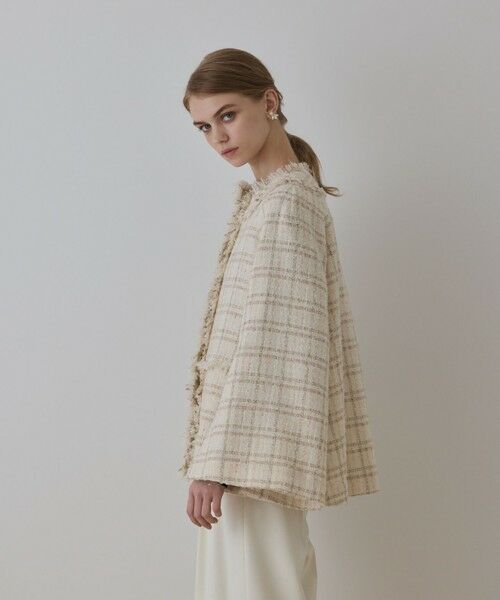 GRACE CONTINENTAL / グレースコンチネンタル ノーカラージャケット | フレアスリーブツイードジャケット | 詳細4