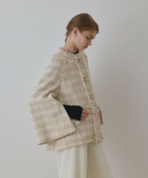GRACE CONTINENTAL / グレースコンチネンタル ノーカラージャケット | フレアスリーブツイードジャケット | 詳細6