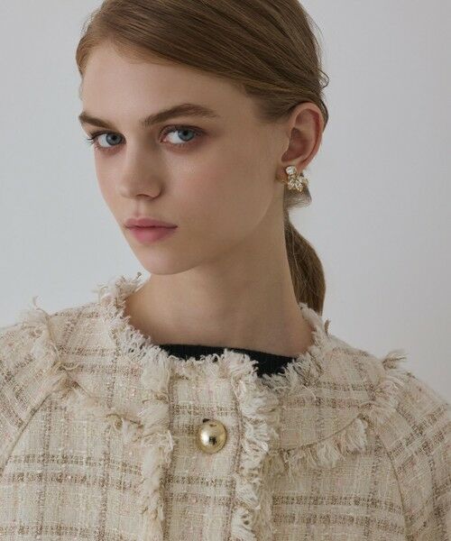 GRACE CONTINENTAL / グレースコンチネンタル ノーカラージャケット | フレアスリーブツイードジャケット | 詳細7