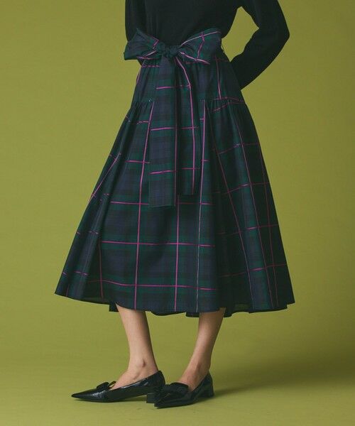 GRACE CONTINENTAL / グレースコンチネンタル ロング・マキシ丈スカート | シルクブラックウォッチスカート | 詳細1