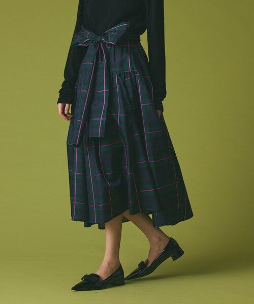GRACE CONTINENTAL / グレースコンチネンタル ロング・マキシ丈スカート | シルクブラックウォッチスカート | 詳細2