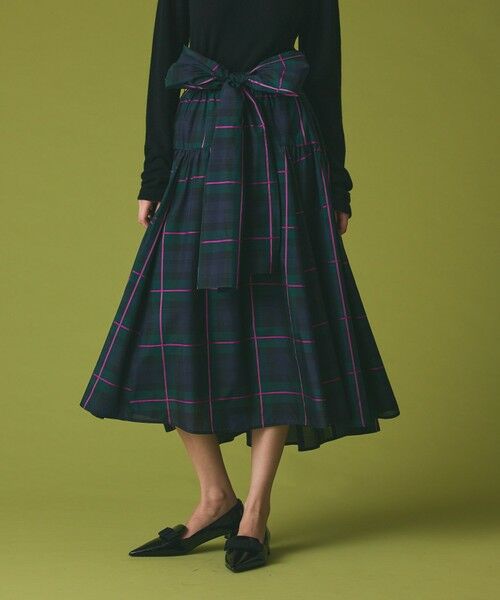 GRACE CONTINENTAL / グレースコンチネンタル ロング・マキシ丈スカート | シルクブラックウォッチスカート | 詳細3