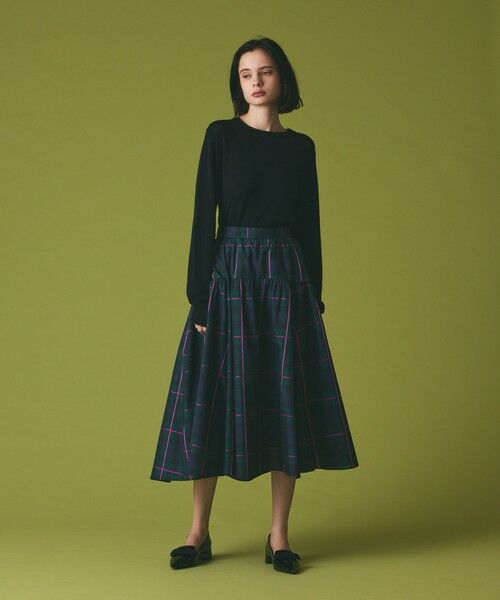 GRACE CONTINENTAL / グレースコンチネンタル ロング・マキシ丈スカート | シルクブラックウォッチスカート | 詳細6