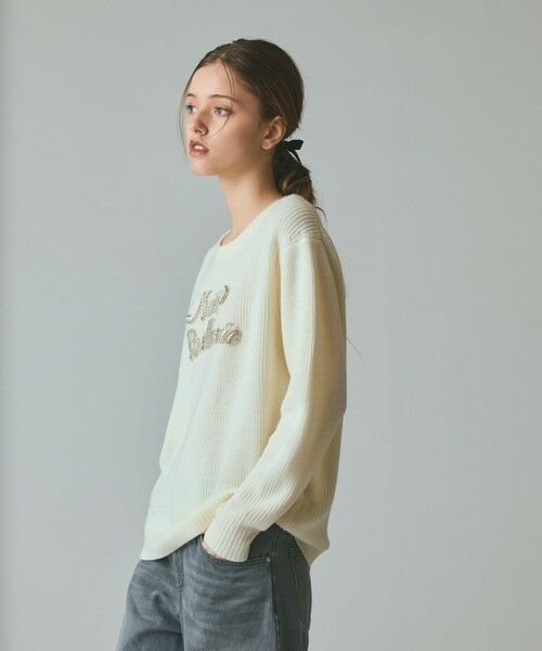 GRACE CONTINENTAL / グレースコンチネンタル ニット・セーター | ビジューロゴニットトップ | 詳細1