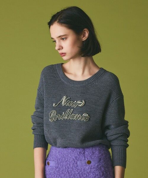 GRACE CONTINENTAL / グレースコンチネンタル ニット・セーター | ビジューロゴニットトップ | 詳細9