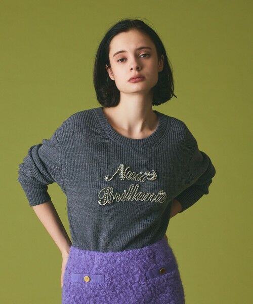 GRACE CONTINENTAL / グレースコンチネンタル ニット・セーター | ビジューロゴニットトップ | 詳細12