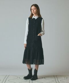 GRACE CONTINENTAL / グレースコンチネンタル ドレス | チュールコンビツイードワンピース