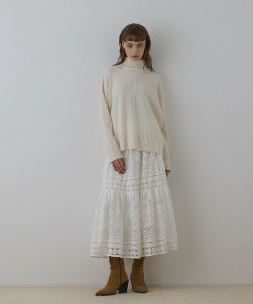 GRACE CONTINENTAL/グレースコンチネンタル レースティアードスカート ホワイト 36