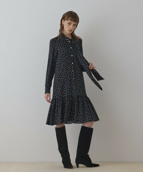 GRACE CONTINENTAL / グレースコンチネンタル ミニ丈・ひざ丈ワンピース | ランダムドットボウタイワンピース | 詳細8