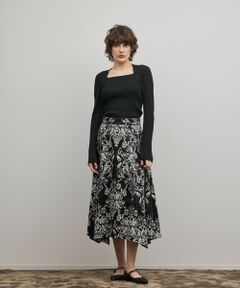 GRACE CONTINENTAL / グレースコンチネンタル ロング・マキシ丈スカート | オーナメントジャガードハンカチヘムスカート