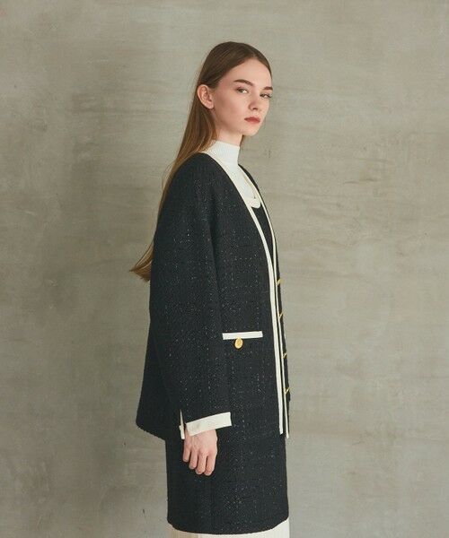 GRACE CONTINENTAL / グレースコンチネンタル ノーカラージャケット | ツイードトリミングジャケット | 詳細1