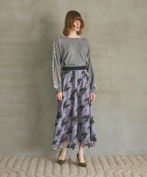 GRACE CONTINENTAL / グレースコンチネンタル ロング・マキシ丈スカート | 千鳥刺繍チュールスカート | 詳細4