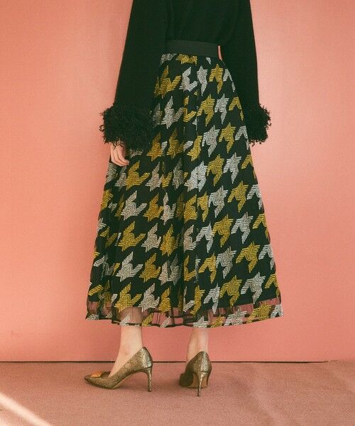 GRACE CONTINENTAL / グレースコンチネンタル ロング・マキシ丈スカート | 千鳥刺繍チュールスカート | 詳細10