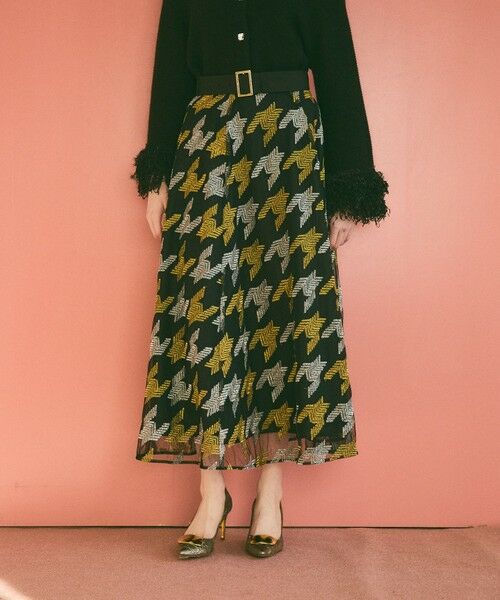 GRACE CONTINENTAL / グレースコンチネンタル ロング・マキシ丈スカート | 千鳥刺繍チュールスカート | 詳細7