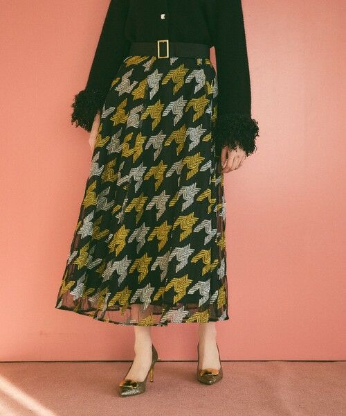 GRACE CONTINENTAL / グレースコンチネンタル ロング・マキシ丈スカート | 千鳥刺繍チュールスカート | 詳細8