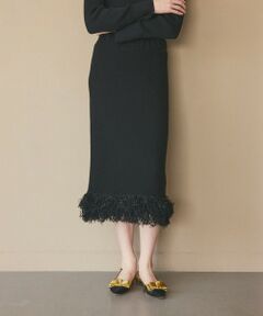 GRACE CONTINENTAL / グレースコンチネンタル ミニ・ひざ丈スカート | ラメフェザーフリンジスカート