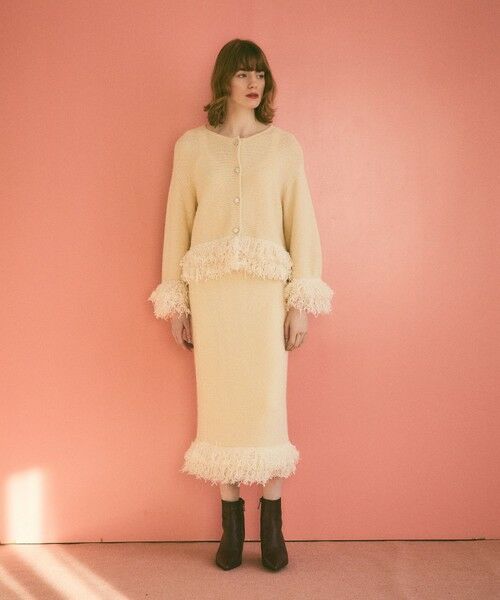 GRACE CONTINENTAL / グレースコンチネンタル ミニ・ひざ丈スカート | ラメフェザーフリンジスカート | 詳細1