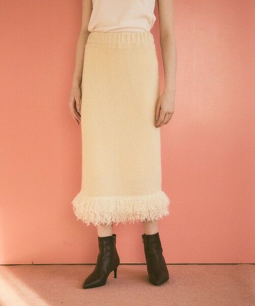 GRACE CONTINENTAL / グレースコンチネンタル ミニ・ひざ丈スカート | ラメフェザーフリンジスカート | 詳細3