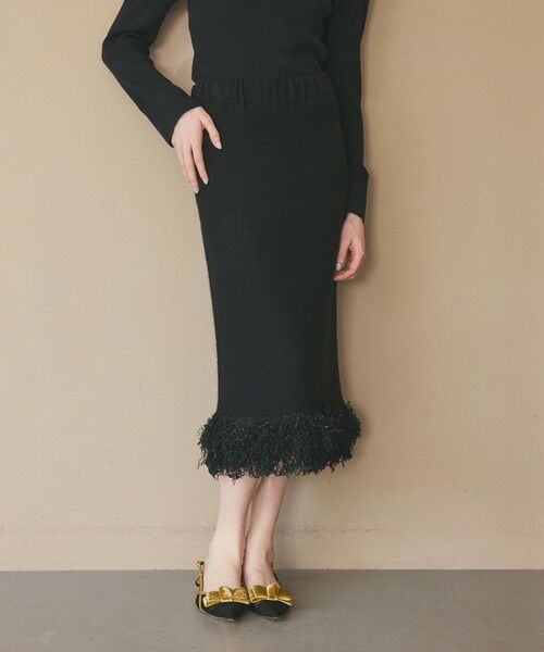 GRACE CONTINENTAL / グレースコンチネンタル ミニ・ひざ丈スカート | ラメフェザーフリンジスカート | 詳細8