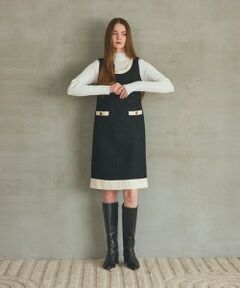 ツイードトリミングワンピース